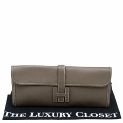 Hermes Brown Epsom Leather Jige Clutch For Women -Deals Hermes Store luxury women hermes used handbags p57048 016