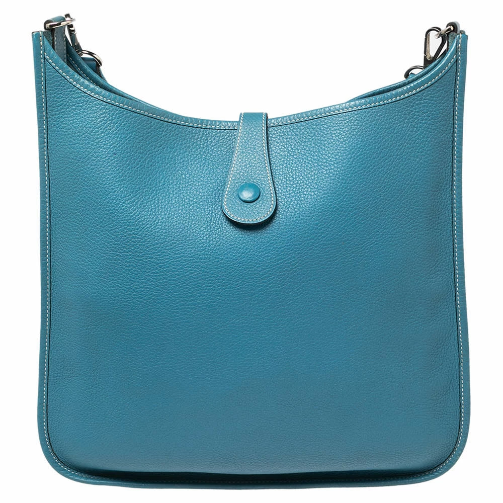 Hermes Bleu Jean Togo Leather Evelyne I GM Bag For Women 6 Hermes Bleu Jean Togo Leather Evelyne I GM Bag For Women - Image 4