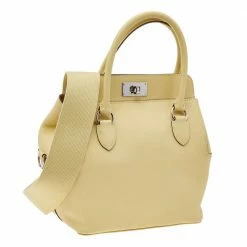 Hermes Jaune Poussin Swift Leather Palladium Plated Toolbox 20 Bag For Women -Deals Hermes Store luxury women hermes used handbags p571541 010