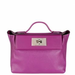 Hermes Purple Swift Leather 24/24 21 Satchel Bag For Women