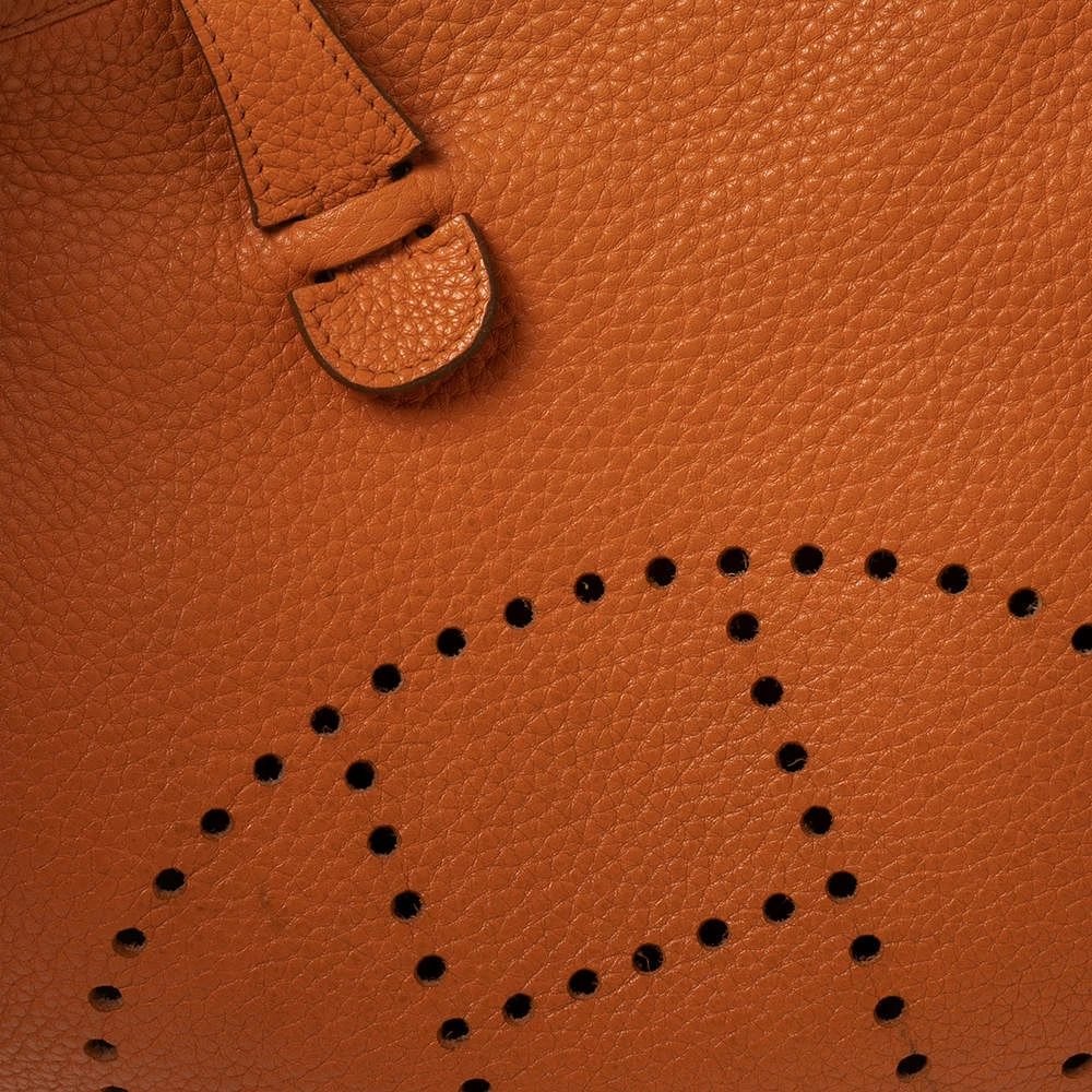 Hermes Orange Taurillon Clemence Leather Evelyne III PM Bag For Women 7 Hermes Orange Taurillon Clemence Leather Evelyne III PM Bag For Women - Image 5