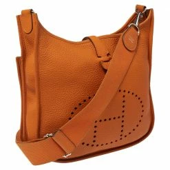 Hermes Orange Taurillon Clemence Leather Evelyne III PM Bag For Women 19 Hermes Orange Taurillon Clemence Leather Evelyne III PM Bag For Women -Deals Hermes Store luxury women hermes used handbags p572972 011