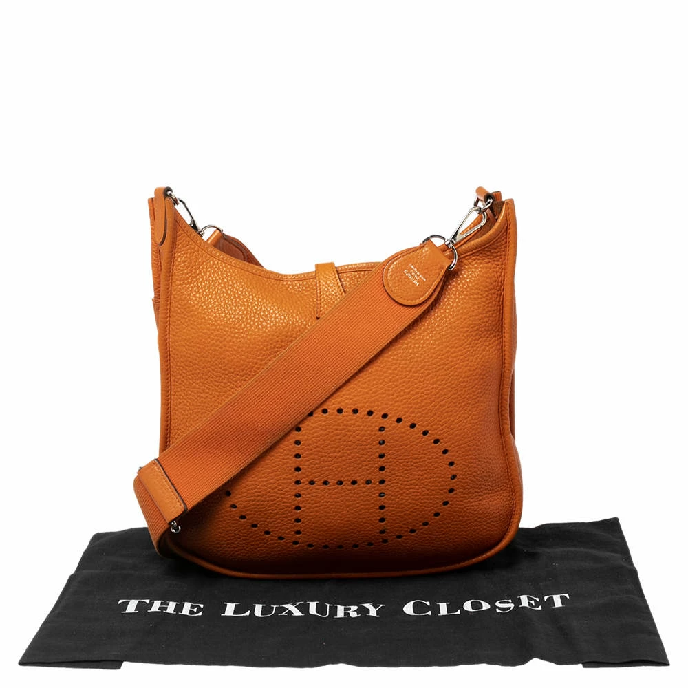 Hermes Orange Taurillon Clemence Leather Evelyne III PM Bag For Women 15 Hermes Orange Taurillon Clemence Leather Evelyne III PM Bag For Women - Image 13