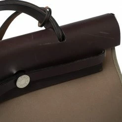 Hermes Hermés Ebene/Taupe Canvas And Leather Herbag Zip 39 Bag For Women -Deals Hermes Store luxury women hermes used handbags p574298 006