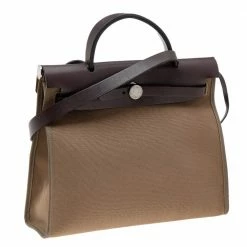 Hermes Etoupe/Ebene Canvas And Leather Herbag Zip 31 Bag For Women -Deals Hermes Store luxury women hermes used handbags p578538 011