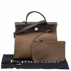 Hermes Etoupe/Ebene Canvas And Leather Herbag Zip 31 Bag For Women -Deals Hermes Store luxury women hermes used handbags p578538 012