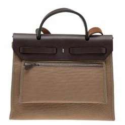 Hermes Etoupe/Ebene Canvas And Leather Herbag Zip 31 Bag For Women -Deals Hermes Store luxury women hermes used handbags p578538 013