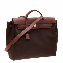 Hermes Cacao Canvas And Leather Herbag 2-in-1 MM Bag For Women -Deals Hermes Store luxury women hermes used handbags p578539 009