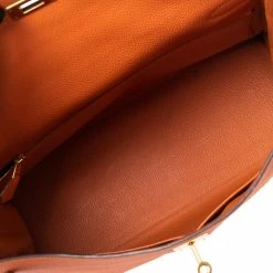 Hermes Orange Togo Leather Gold Plated Kelly Retourne 35 Bag For Women -Deals Hermes Store luxury women hermes used handbags p586757 002