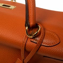 Hermes Orange Togo Leather Gold Plated Kelly Retourne 35 Bag For Women -Deals Hermes Store luxury women hermes used handbags p586757 008