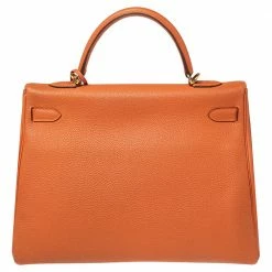 Hermes Orange Togo Leather Gold Plated Kelly Retourne 35 Bag For Women -Deals Hermes Store luxury women hermes used handbags p586757 020