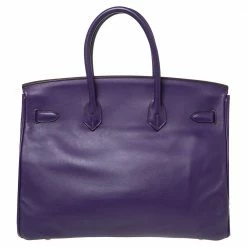 Hermes Hermès Ultraviolet Swift Leather Gold Plated Birkin 35 Bag For Women -Deals Hermes Store luxury women hermes used handbags p586783 018
