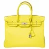 Hermes Lime Epsom Leather Palladium Hardware Birkin 35 Bag For Women