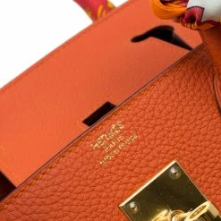 Hermes Orange Togo Leather Gold Hardware Birkin 30 Bag With Twilly Scarf For Women -Deals Hermes Store luxury women hermes used handbags p59131 014
