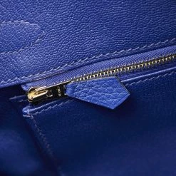 Hermes Blue Clemence Leather & Gold-Plated Hardware Birkin 30 Bag For Women -Deals Hermes Store luxury women hermes used handbags p594300 009