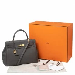 Hermes Etain Togo Leather Gold Plated Kelly Retourne 35 Bag For Women -Deals Hermes Store luxury women hermes used handbags p595170 004