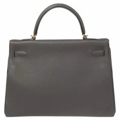 Hermes Etain Togo Leather Gold Plated Kelly Retourne 35 Bag For Women -Deals Hermes Store luxury women hermes used handbags p595170 005