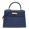 Hermes Blue Saphir Epsom Leather Gold Hardware Kelly Sellier 28 Bag For Women