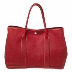 Hermes Rouge Grenat Negonda Leather Garden Party 36 Bag For Women