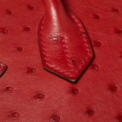 Hermes Hermès Rouge Vif Ostrich Palladium Plated Birkin 30 Bag For Women -Deals Hermes Store luxury women hermes used handbags p596706 006