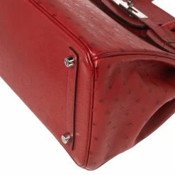 Hermes Hermès Rouge Vif Ostrich Palladium Plated Birkin 30 Bag For Women -Deals Hermes Store luxury women hermes used handbags p596706 014