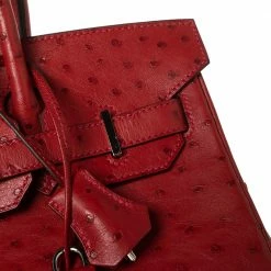 Hermes Hermès Rouge Vif Ostrich Palladium Plated Birkin 30 Bag For Women -Deals Hermes Store luxury women hermes used handbags p596706 018