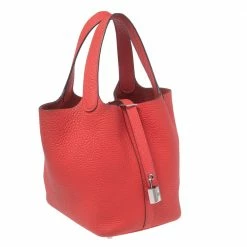 Hermes Rose Jaipur Clemence Leather Picotin Lock 18 Bag For Women -Deals Hermes Store luxury women hermes used handbags p596956 006