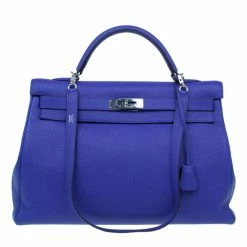 Hermes Bleu Royale Cuir Palladium Hardware Kelly 40 For Women
