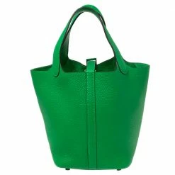 Hermes So Green Bambou Clemence Leather Picotin Lock 18 Bag For Women -Deals Hermes Store luxury women hermes used handbags p600799 004