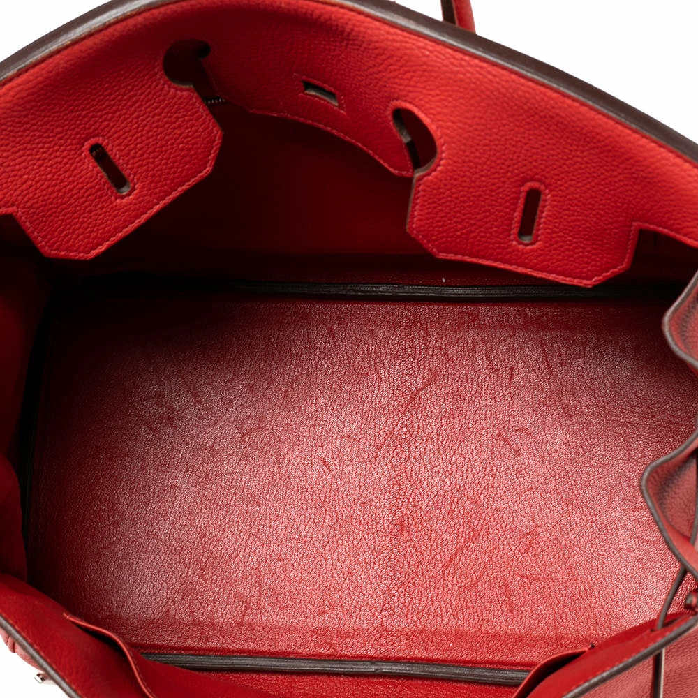 Hermes Rouge Piment Togo Leather Palladium Plated Birkin 35 Bag For Women 16 Hermes Rouge Piment Togo Leather Palladium Plated Birkin 35 Bag For Women - Image 14