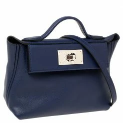 Hermes Bleu Encre Evercolor And Swift Leather Palladium Hardware 24/24 21 Bag For Women -Deals Hermes Store luxury women hermes used handbags p603313 006