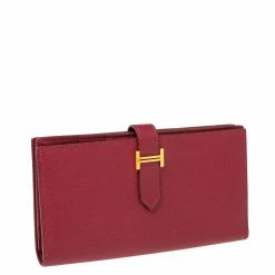 Hermes Hermés Rose Imperial Epsom Leather Bearn Gusset Wallet For Women -Deals Hermes Store luxury women hermes used handbags p605917 003