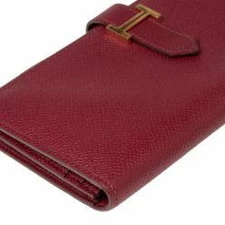 Hermes Hermés Rose Imperial Epsom Leather Bearn Gusset Wallet For Women -Deals Hermes Store luxury women hermes used handbags p605917 006