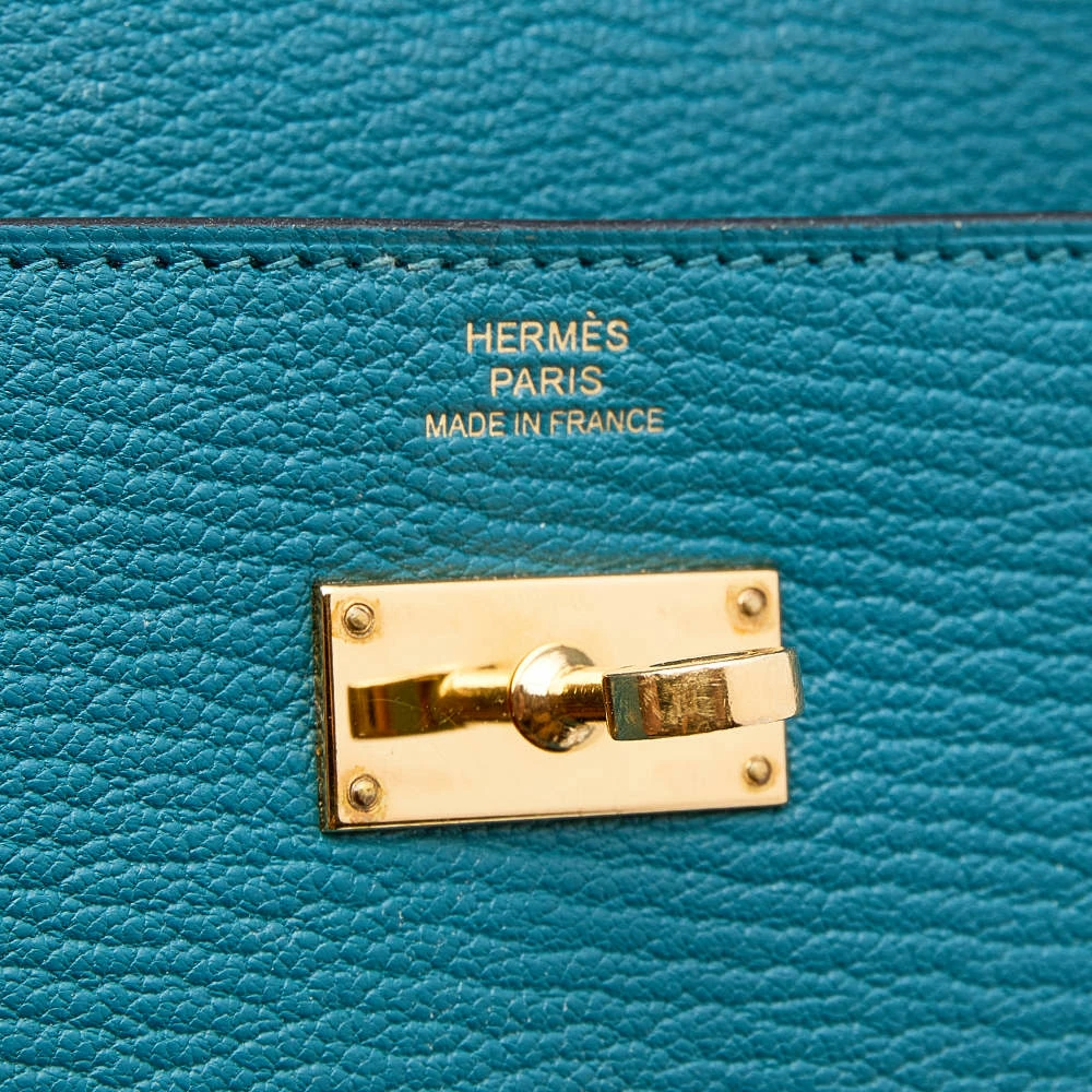 Hermes Vert Bosphore Chevre Mysore Leather Kelly Classic Wallet For Women 12 Hermes Vert Bosphore Chevre Mysore Leather Kelly Classic Wallet For Women - Image 10