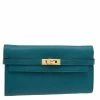 Hermes Vert Bosphore Chevre Mysore Leather Kelly Classic Wallet For Women -Deals Hermes Store luxury women hermes used handbags p606397 009