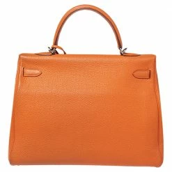 Hermes Orange Togo Leather Palladium Hardware Kelly Retourne 35 Bag For Women -Deals Hermes Store luxury women hermes used handbags p606425 003