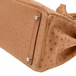 Hermes Tabac Camel Ostrich Palladium Plated Birkin 30 Bag For Women -Deals Hermes Store luxury women hermes used handbags p608568 005