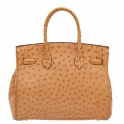 Hermes Tabac Camel Ostrich Palladium Plated Birkin 30 Bag For Women -Deals Hermes Store luxury women hermes used handbags p608568 012