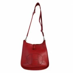 Hermes Red Clemence Leather Evelyne III 29 Shoulder Bag For Women