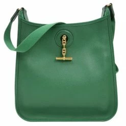 Hermes Green Courchevel Leather Vespa PM Bag For Women