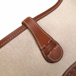 Hermes Bi Color Toile Canvas/Leather Evelyne II PM Bag For Women -Deals Hermes Store luxury women hermes used handbags p61448 006