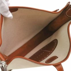 Hermes Bi Color Toile Canvas/Leather Evelyne II PM Bag For Women -Deals Hermes Store luxury women hermes used handbags p61448 011