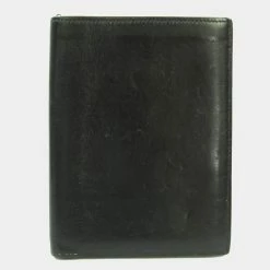 Hermes Unisex Leather Bill Wallet (bi-fold) Black BF541999 For Women