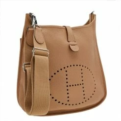 Hermes Natural Sable Togo Leather Evelyne III GM Bag For Women -Deals Hermes Store luxury women hermes used handbags p614967 003