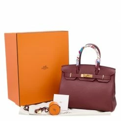 Hermes Hermès Rouge H Togo Leather Gold Finished Birkin 30 Bag For Women -Deals Hermes Store luxury women hermes used handbags p614998 1648457690 011