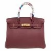 Hermes Hermès Rouge H Togo Leather Gold Finished Birkin 30 Bag For Women