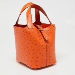 Hermes Hermès Tangerine Ostrich Picotin Lock 18 Bag For Women -Deals Hermes Store luxury women hermes used handbags p621880 007
