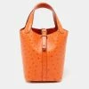 Hermes Hermès Tangerine Ostrich Picotin Lock 18 Bag For Women -Deals Hermes Store luxury women hermes used handbags p621880 012