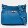 Hermes Bleu Izmir Togo Leather Palladium Hardware Jypsiere 34 Bag For Women