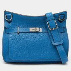 Hermes Bleu Izmir Togo Leather Palladium Hardware Jypsiere 34 Bag For Women